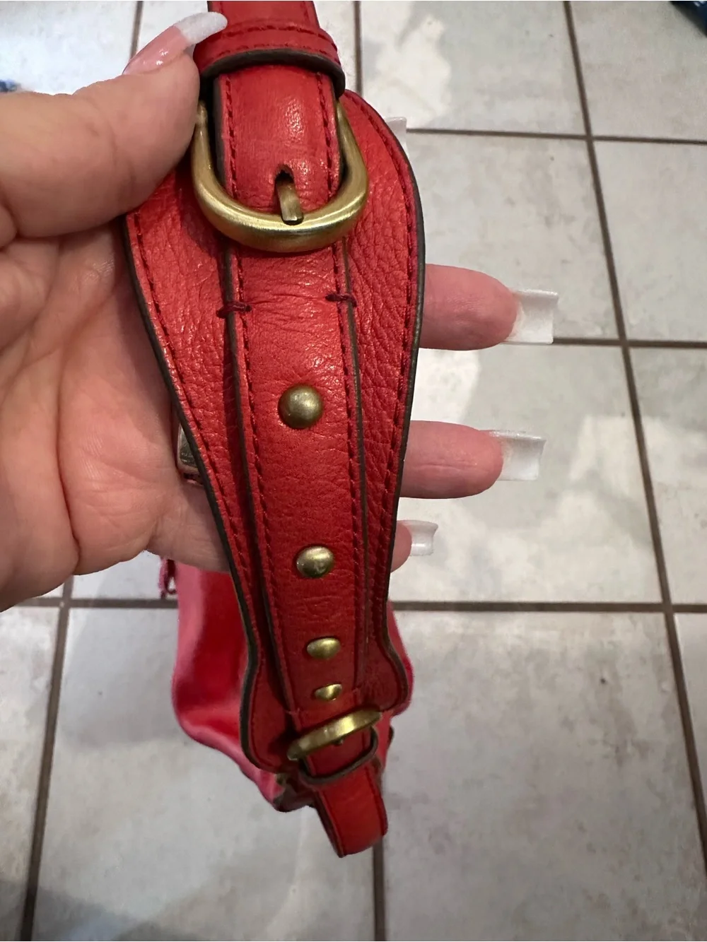 Lucky Brand Red Leather Hobo Shoulder Bag